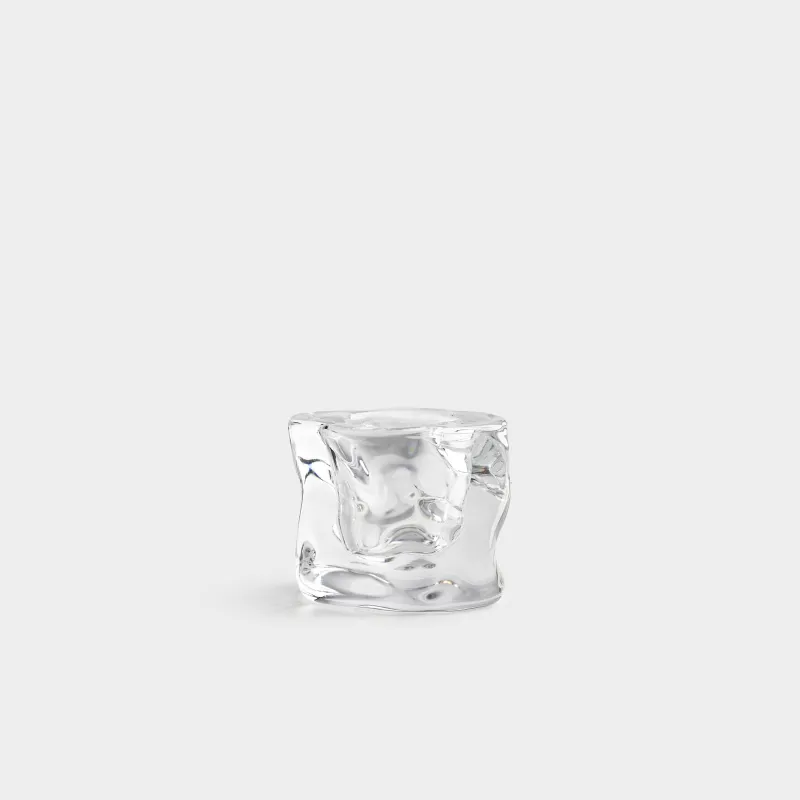 Candle holder, 4 cm, for a thin candle, glass, Concave