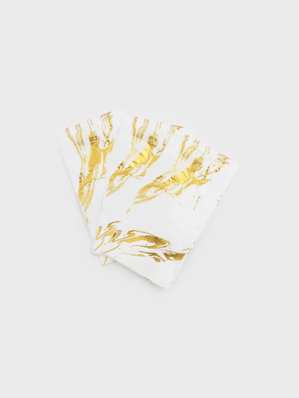 Paper napkins, 33x33 cm, 20 pcs, rectangular, white, Golden marble, Maniera, image-1