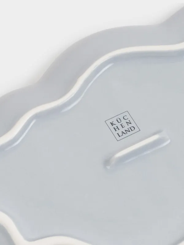 Children's snack plate, 23x16 cm, porcelain P, gray, curly, kitten, friend, image-3