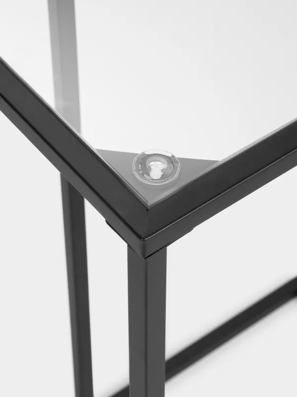 Tray stand, 60 cm, metal / glass, rectangular, Black, Black style, image-1