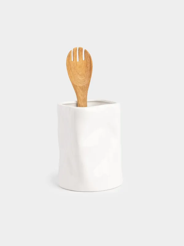 Kitchen accessories stand, 16 cm, ceramic, white, Crush, image-3