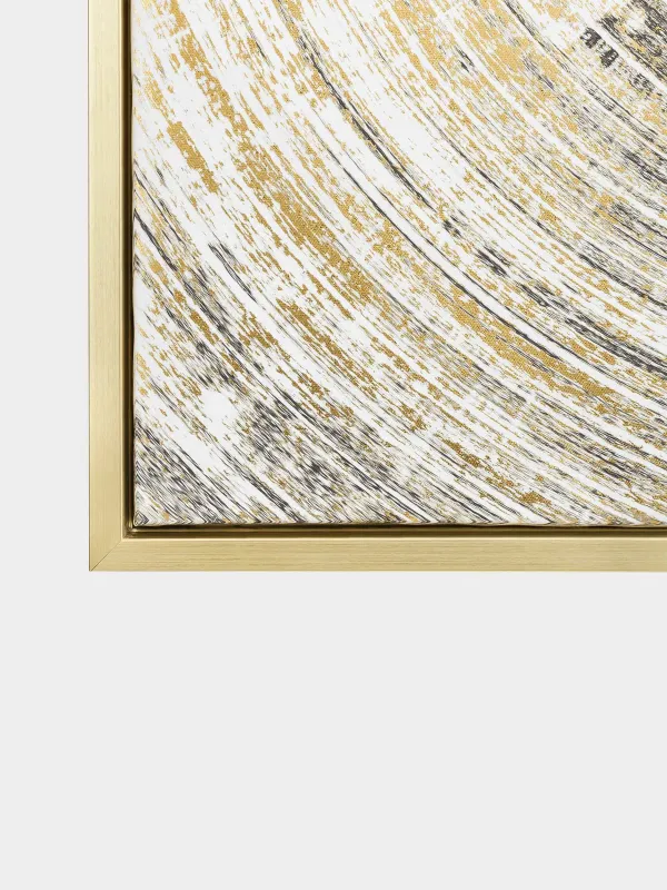 Framed painting, 80x80 cm, canvas / foil, golden beige, Circle, Abstract, image-2