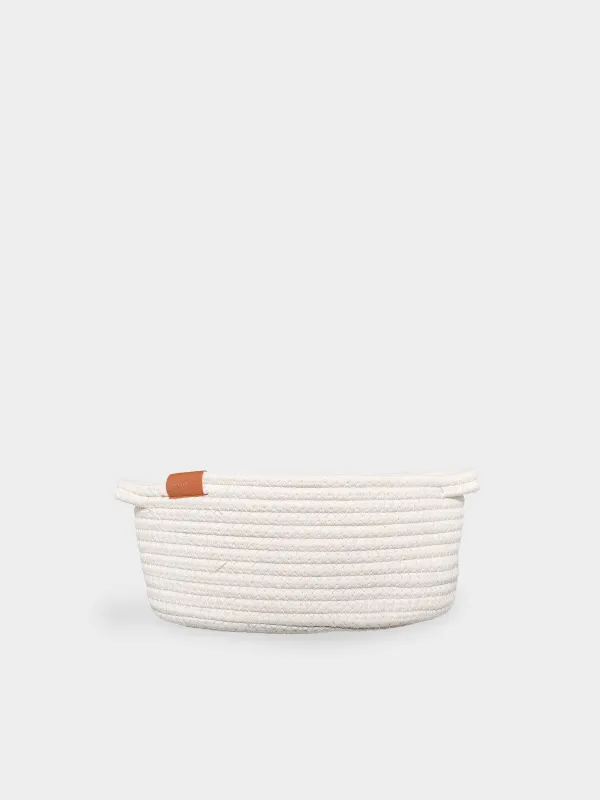 Storage basket, 26x20x12 cm, with handles, cotton / polyester, Oval, Milk, Tote, image-1