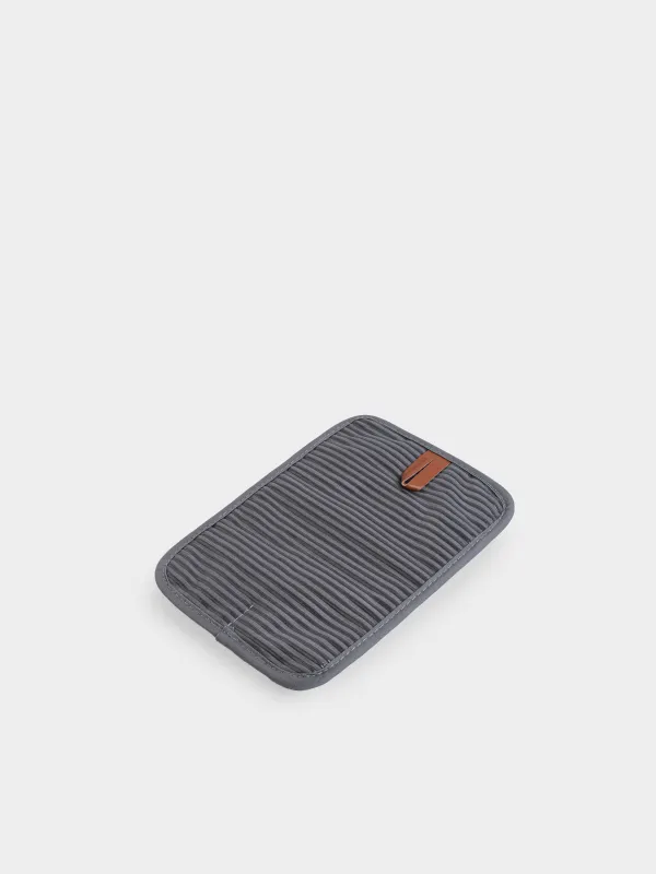 Potholder, 26x18 cm, cotton / silicone, graphite, Bakery striped, image-2