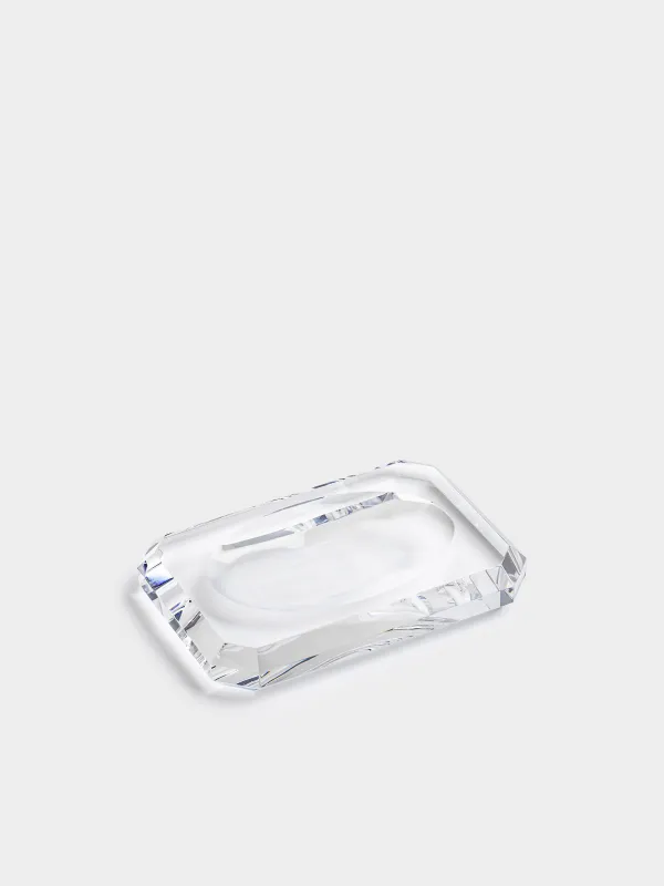 Soap dish, 12x8 cm, glass, rectangular, Facets, Shower Crystal Glance, image-2