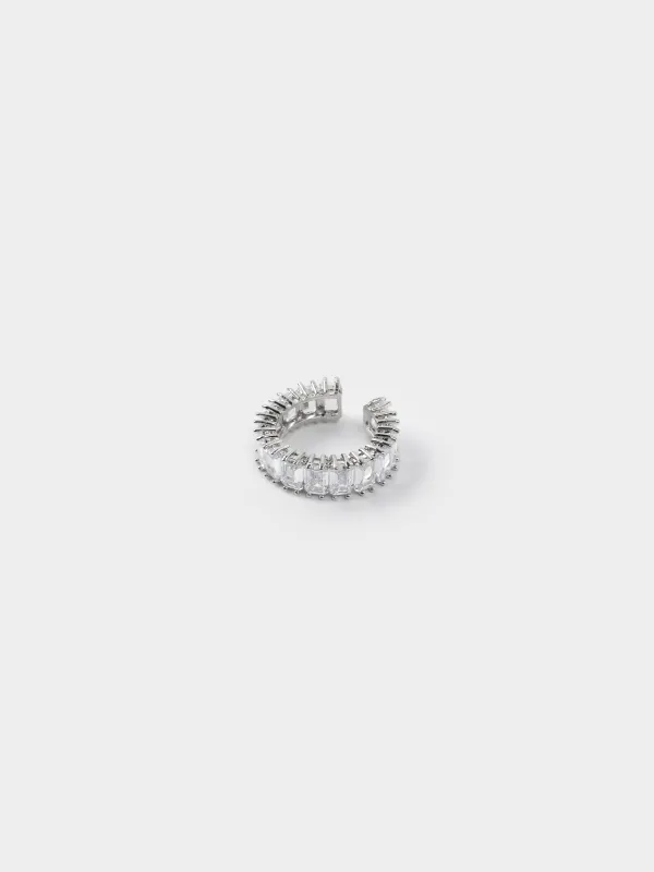 Ring, size S-M, single size, metal / glass, silver, Crystals, Jewelry crystal, image-1