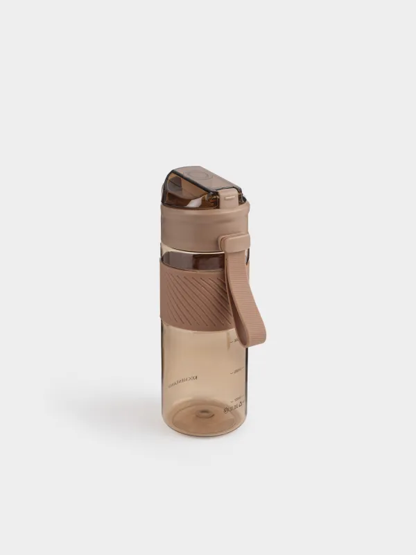 Water bottle, 600 ml, plastic / silicone, brown, Sport, image-4