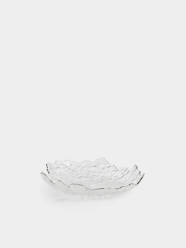 Dish, 25 cm, glass, with silver edging, Nautilus silver, image-1