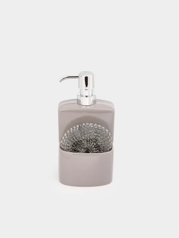 Detergent dispenser, 450 ml, organizer, with sponge, Ceramic, gray, Keeping, image-5