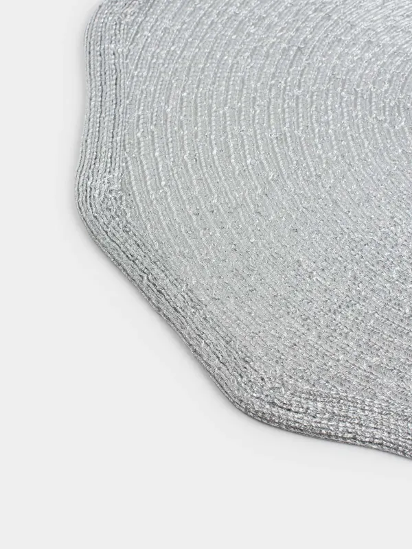 Placemat, 38 cm, polyester, curly, silver, Rotary shine, image-2