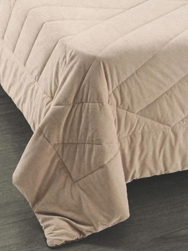 Bedspread, 220x240 cm, quilted, double-sided, velvet/microfiber, sand, Stitch velvet, image-1