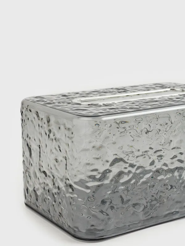 Paper napkin box, 19x12 cm, with sitemsing, plastic / metal, grey, Renaissance clear, image-3