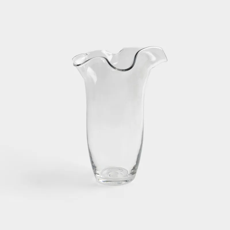 Flower vase, 30 cm, Glass, Wavy edges, Clear wave