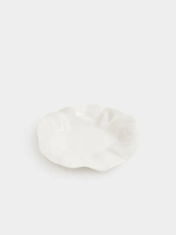 Dinner plate, 25 cm, porcelain N, milk, Crumpled effect, Crumple, image-1