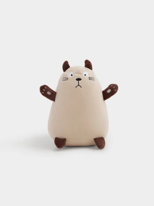 Decorative pillow, 30 cm, Spandex, Beige, Cat, Cat, image-0