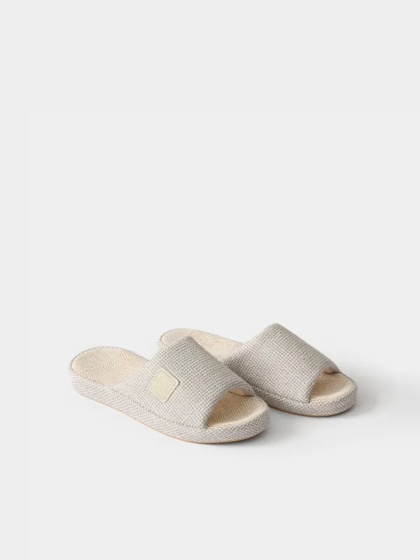 Women's slippers, homewear, size 36-37, polyester, light gray, Serious, image-3