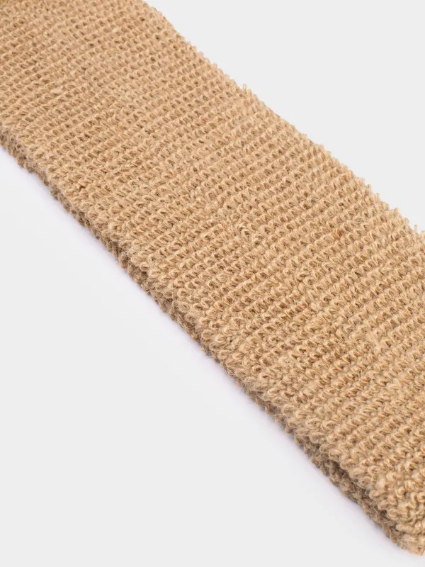 Washcloth-tape for washing the body, 58х10 cm, hemp fiber, beige, Eco life, image-3
