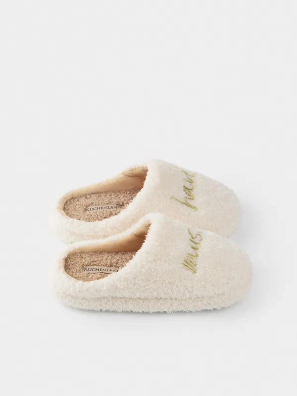 Women's slippers, homewear, size 36-37, fleece / nylon, milky brown, Needed, image-4