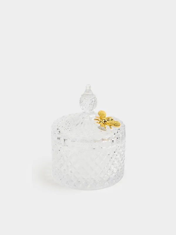 Storage container, 13x11 cm, 320 ml, steclo R / metal, Bee, Honey, image-0