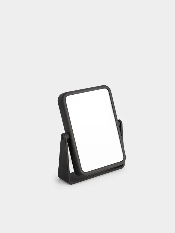 Table mirror, 17 cm, double-sided, plastic, rectangular, black, image-0