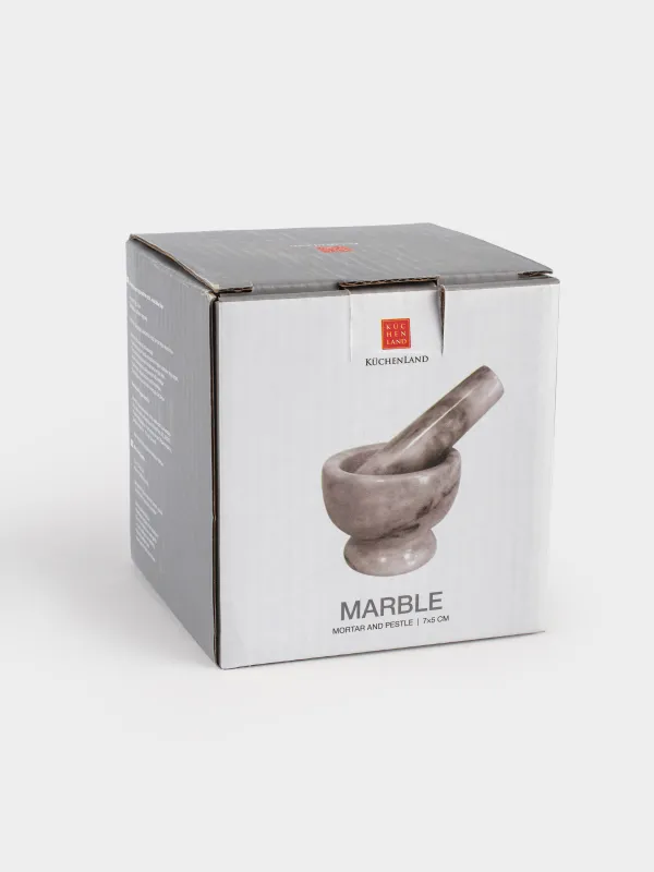 Spice mortar, 8 cm, with pestle, Marble, Grey, Marble, image-5