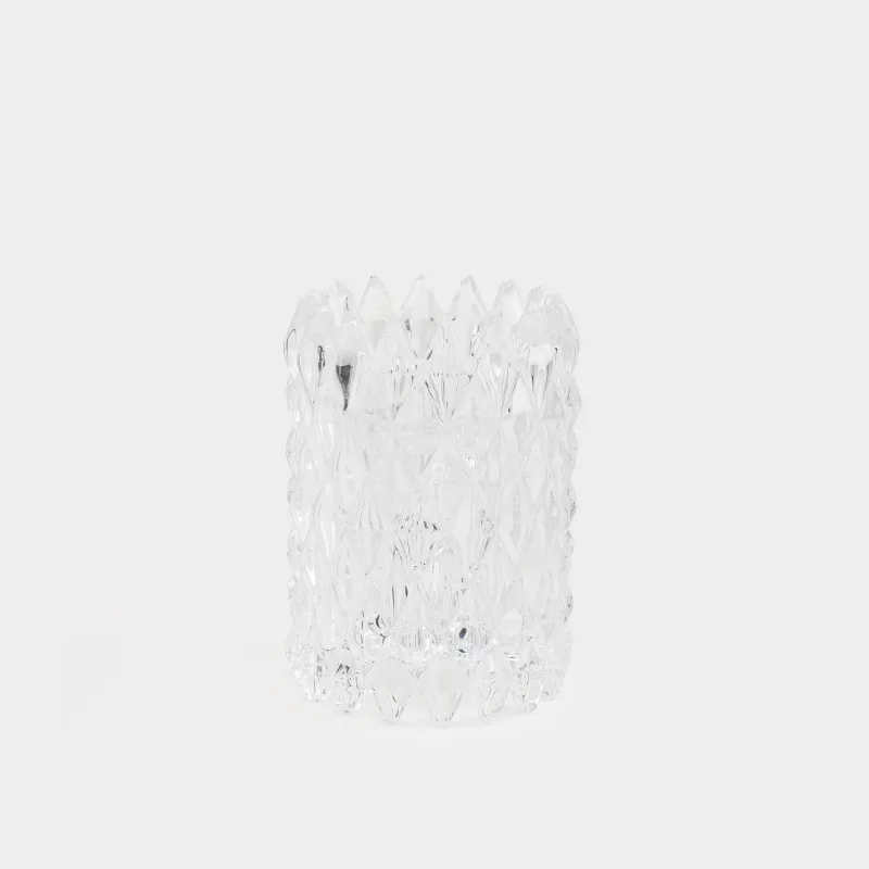 Candlestick, 8 cm, double-sided, for tea or Candle, thins, glass R, Rhomb