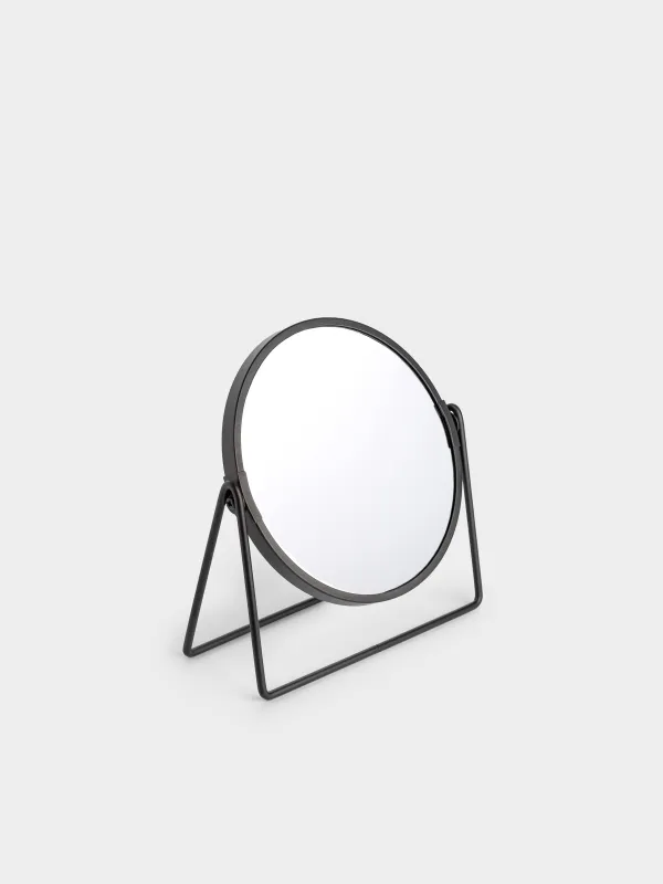 Table mirror, 20 cm, double-sided, metal, round, Black, Graphic, image-0