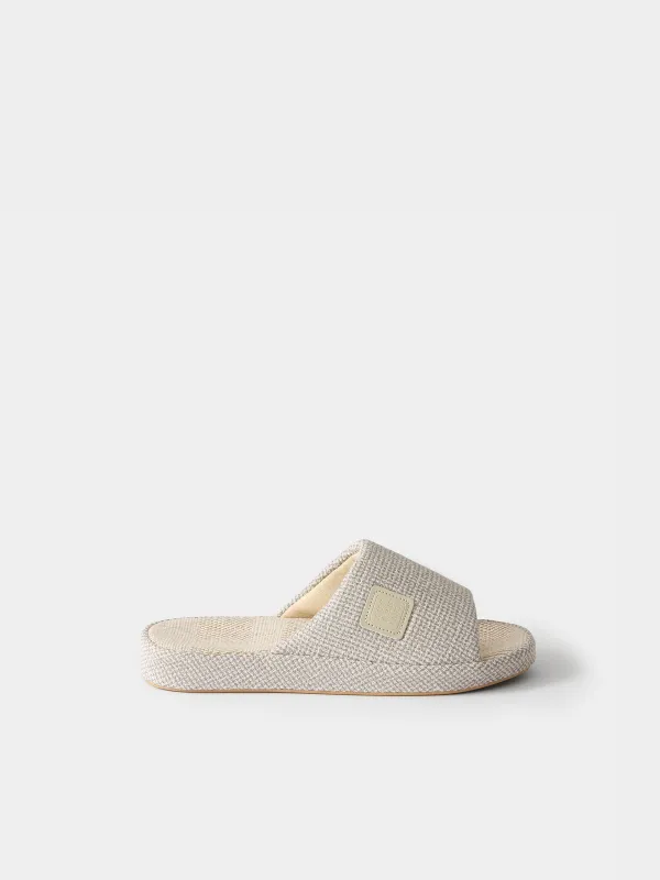 Women's slippers, homewear, size 36-37, polyester, light gray, Serious, image-0