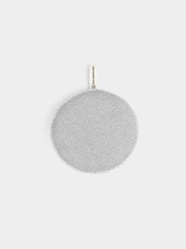 Face and body washcloth, 13 cm, with holder, nylon / cotton, grey, Unique spa, image-0