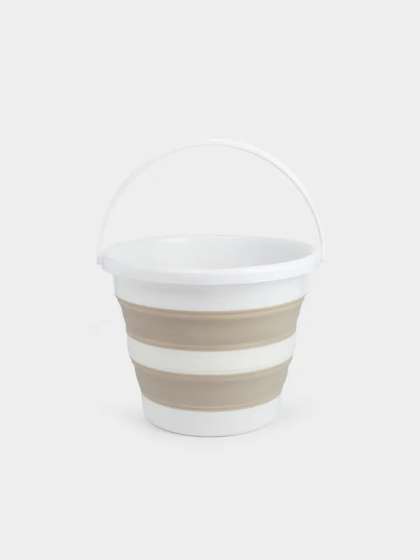 Foldable bucket, 10 l, plastic / rubber, grey-beige, Foldaway, image-0