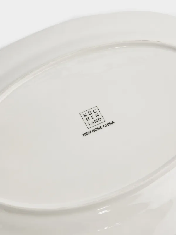 Dish, 30x21 cm, porcelain N, white, oval, Vintage flowers, La flore, image-4