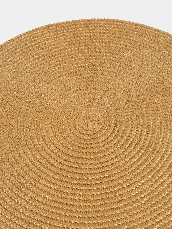 Placemat, 38 cm, cellulose / PET, round, sand-gold, Straw, image-2
