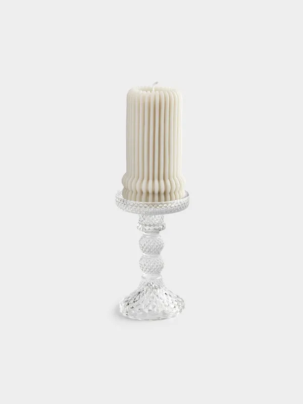 Candle holder, 14 cm, for one candle, on a leg, glass, Naiad, image-3