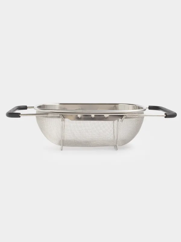 Colander, 27 / 40x18 cm, on the sink, sliding, steel / PVC, black, Tammy, image-2