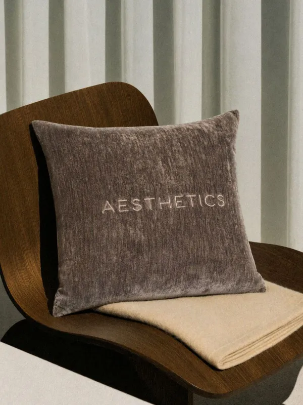 Decorative pillow, 45x45 cm, chenille/velvet, dark grey, Aesthetics, Chenille, image-2
