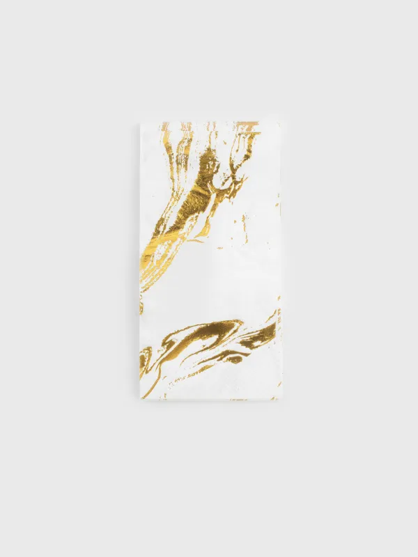 Paper napkins, 33x33 cm, 20 pcs, rectangular, white, Golden marble, Maniera, image-0