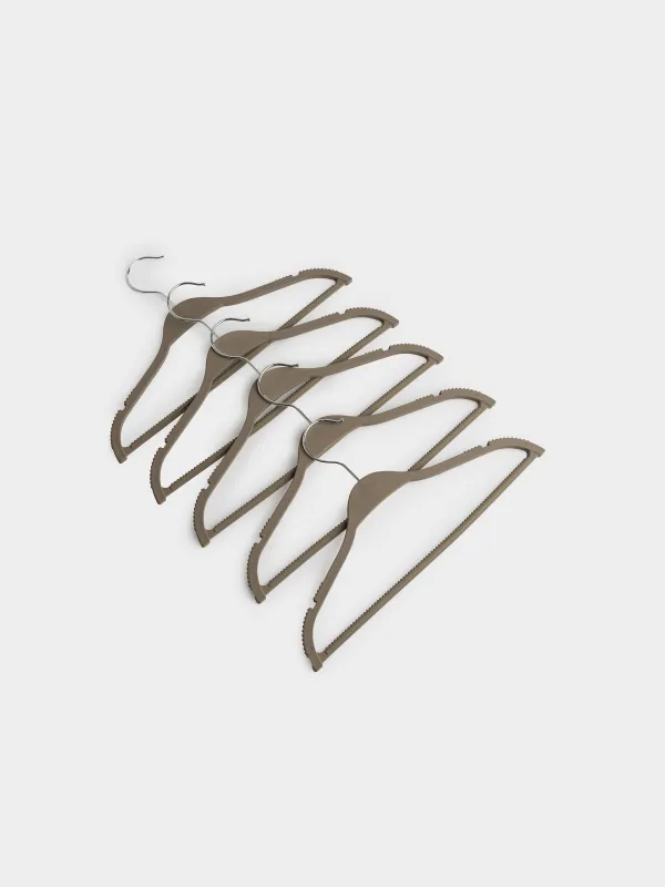 Children's hanger, 32 cm, 5 pcs, plastic coated, mocha, New house, image-1