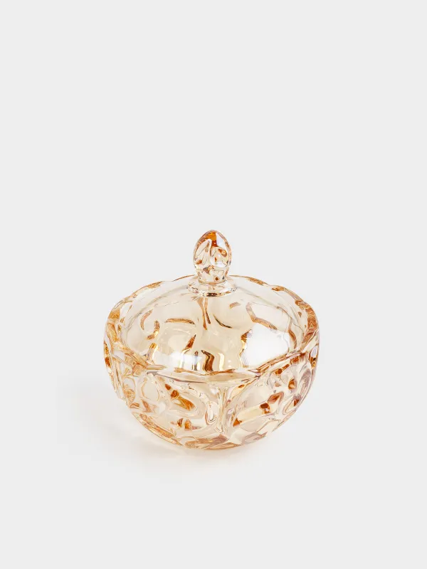 Storage container, 19x17 cm, 1 l, glass R, amber, Patterns, Gala, image-1