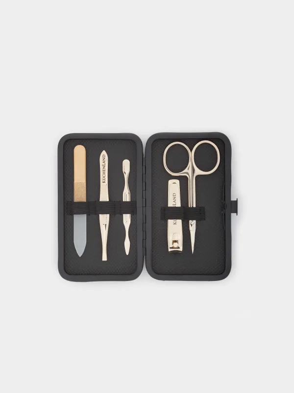 Manicure set, 5 items, steel, golden, Manicure gold, image-0