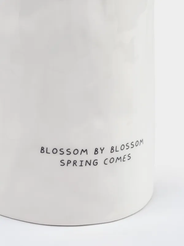 Flower vase, 20 cm, ceramic, milky, Blossom, Crumple font, image-4