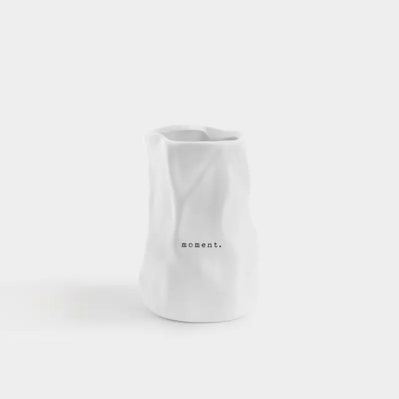 Flower vase, 20 cm, ceramic, white, Moment, Crumple font
