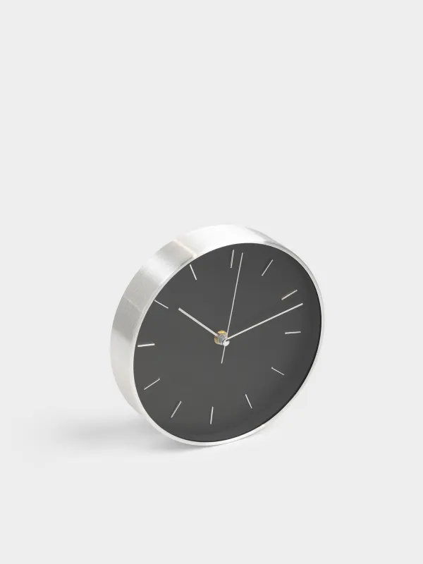 Wall clock, 20 cm, glass/aluminum, round, silver-black, Dial, image-1