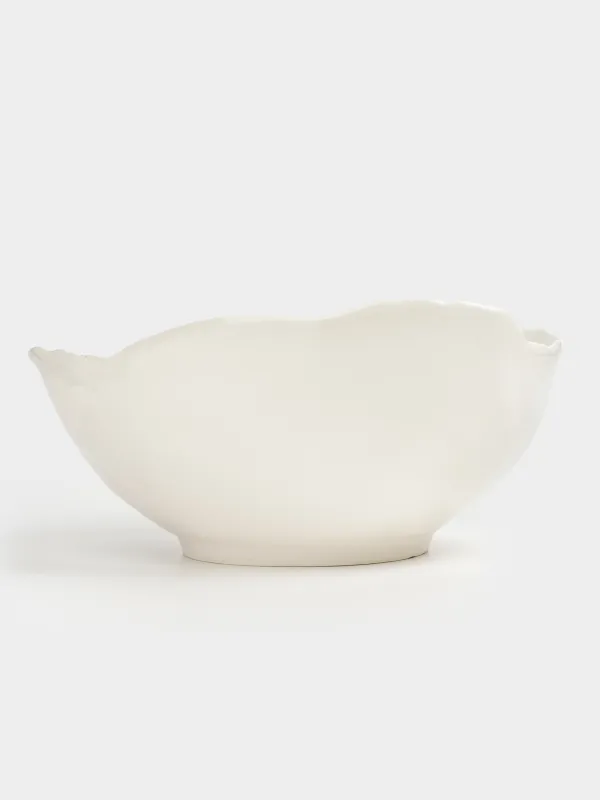 Fruit bowl, 27x9 cm, ceramic, milk, speckled, Uneven edge, Delicia, image-8
