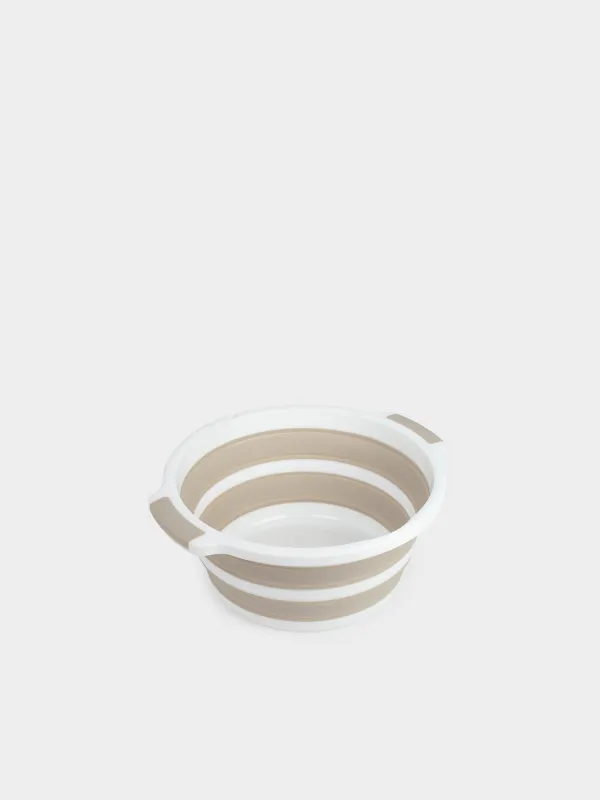 Foldable basin, 10 l, plastic / rubber, gray-beige, Foldaway, image-1