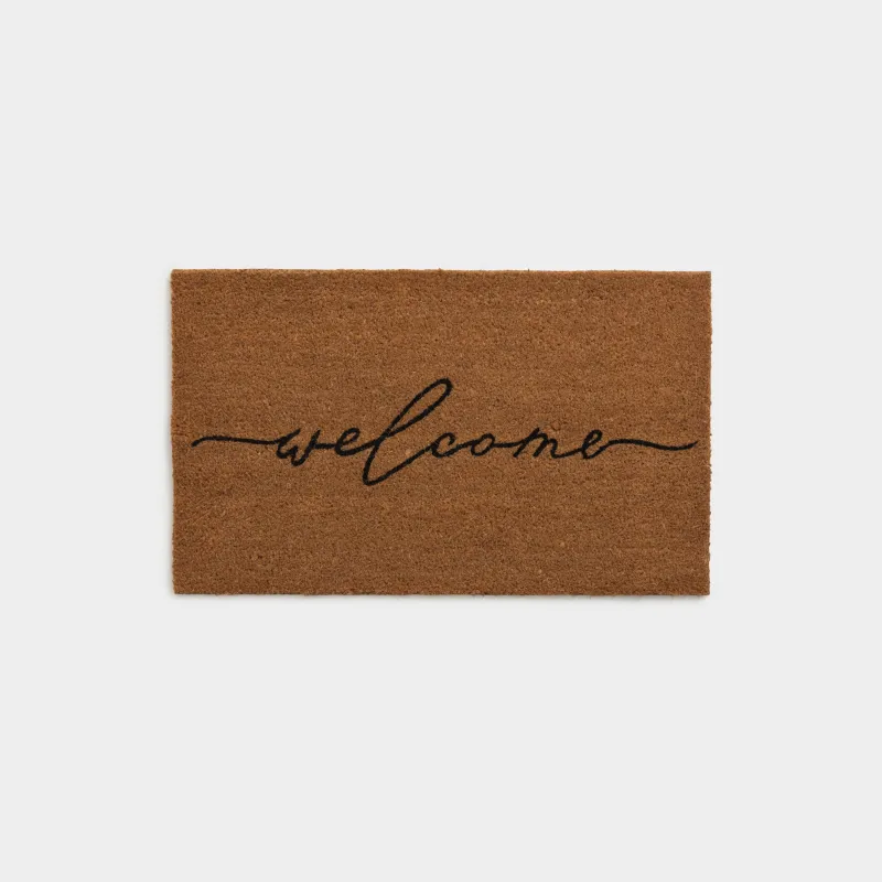 Door mat, 45x75 cm, coconut / pvc, brown, Welcome, Home deco