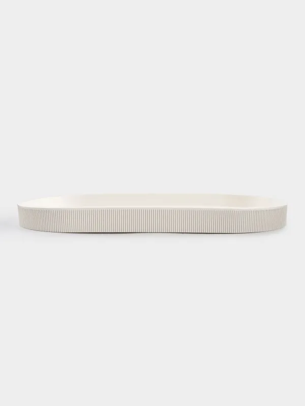 Bath tray, 27x13 cm, polyresin, milky, White stripes, image-3