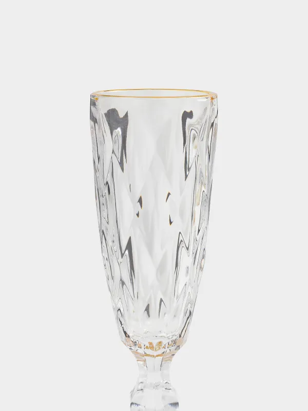 Drinking goblet glass, 170 ml, glass R, with golden edging, Rhomb gold, image-2