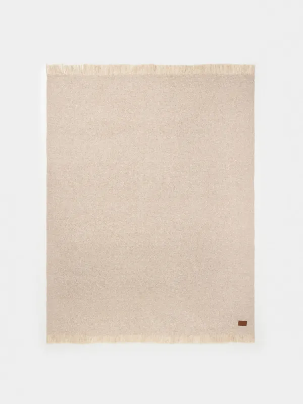 Plaid, 130x170 cm, fringed, polyester, light brown, Neutral, image-3