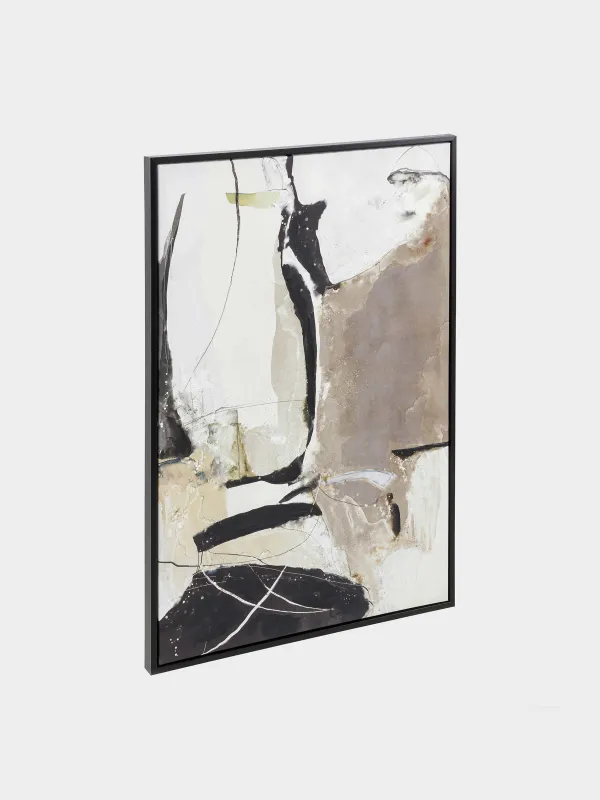 Framed painting, 80x120 cm, canvas, brown and black, Abstract, image-1