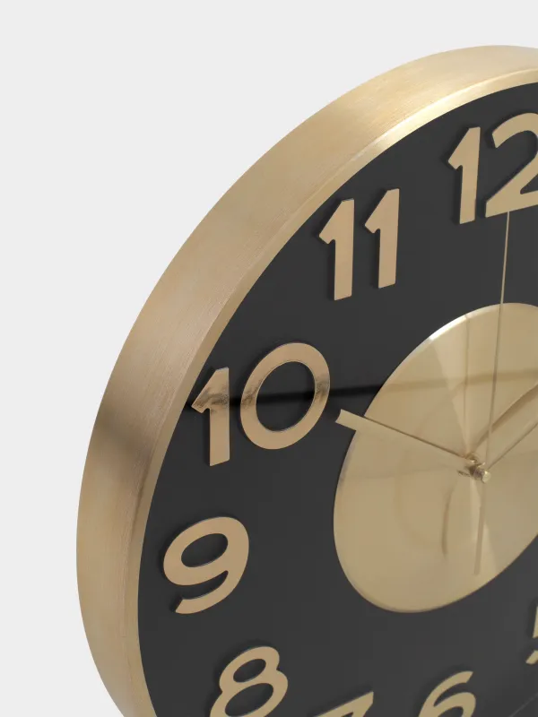 Wall clock, 40 cm, metal / glass, round, black and gold, Dial, Dial, image-3